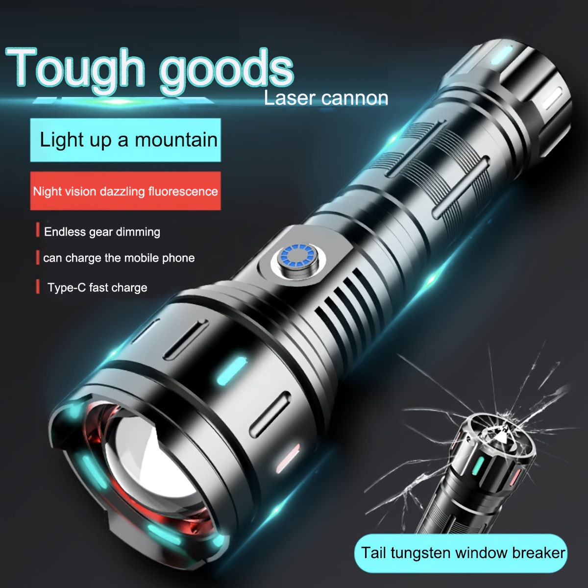 Zoom Powerful Flashlight Laser Puissant Rechargeable LED