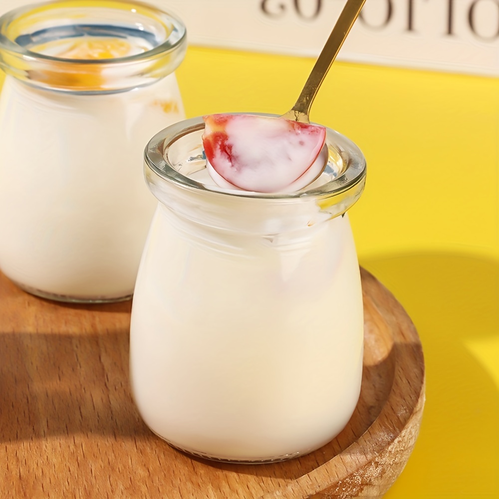 6PCS Yogurt Jars Clear Glass Pudding Jars With Lids Yogurt Glass Jar  Container