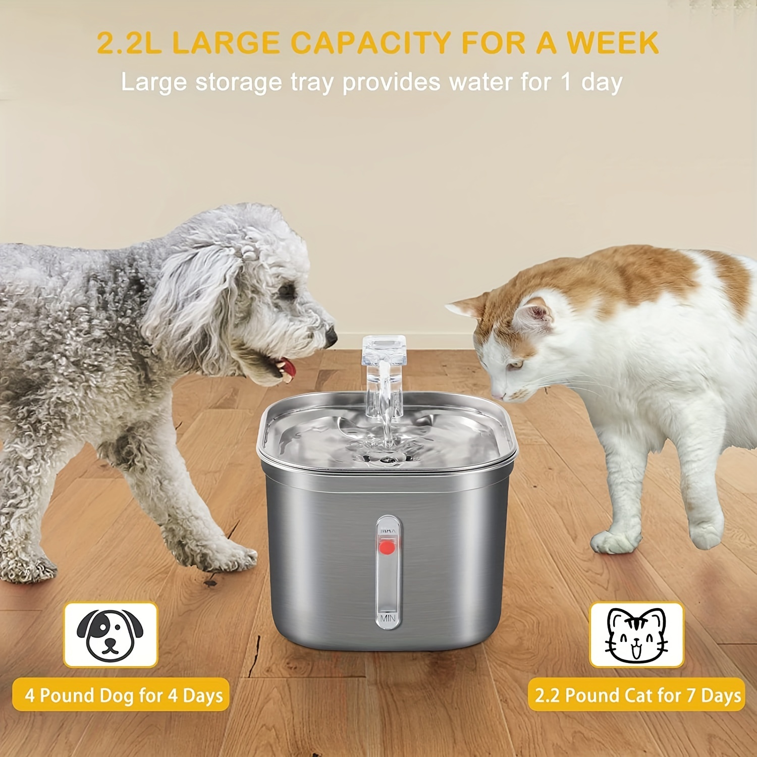 Automatic Electric Pet Water Fountain Cat Dog Water Dispenser Water Bowl w/  Mat