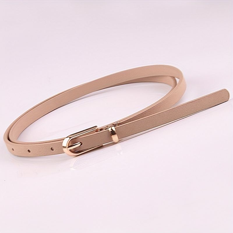 Thin Belt Oval Buckle PU Leather Jeans Pants Sweater Dress Girdle