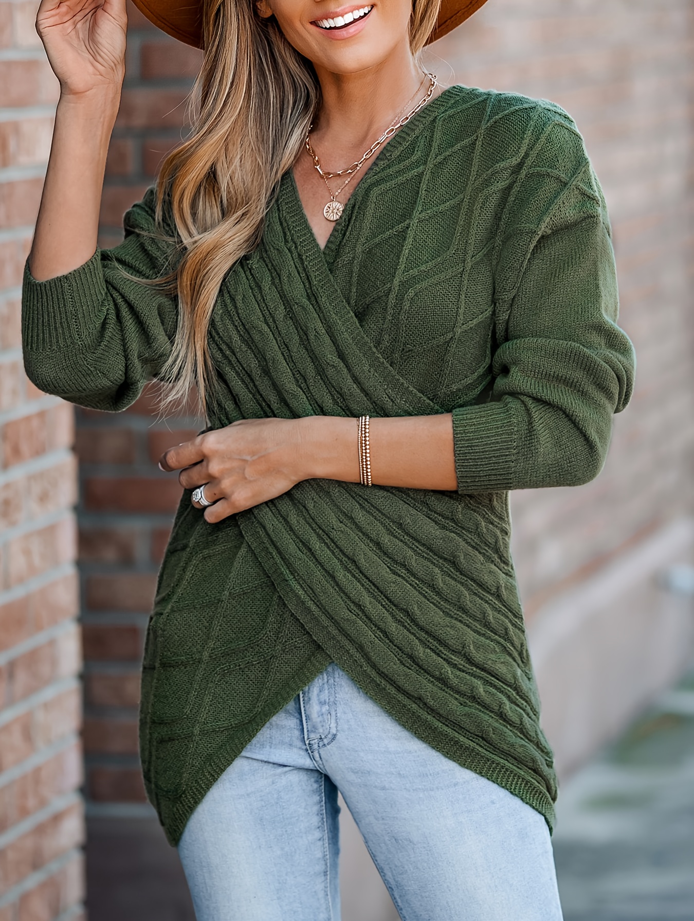 Women's cross front clearance sweater