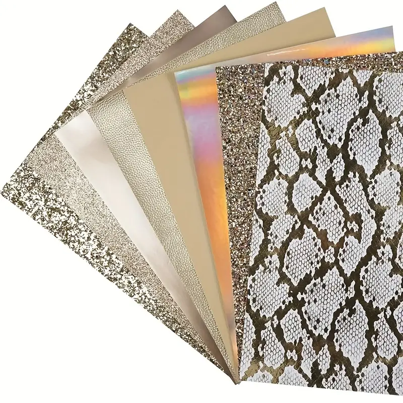 6 Pieces 8x12 Inch (21x30cm) Faux Leather Sheets Champagne
