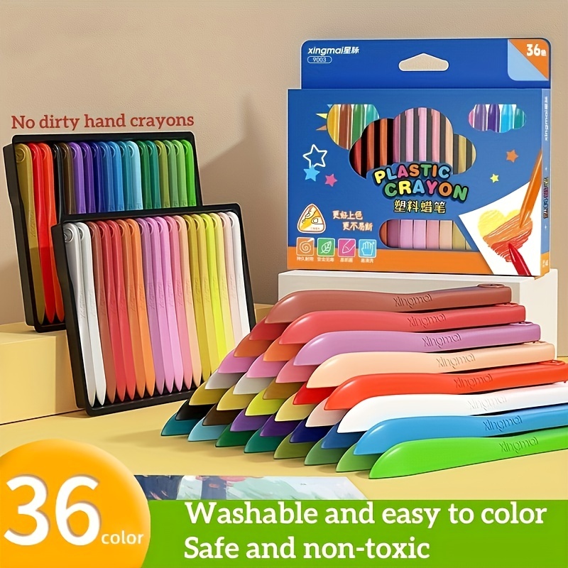12 pcs/set Fashion 12 Colors Triangular Crayons Safe Non-toxic Triangular  Erasable Colouring Pencil For