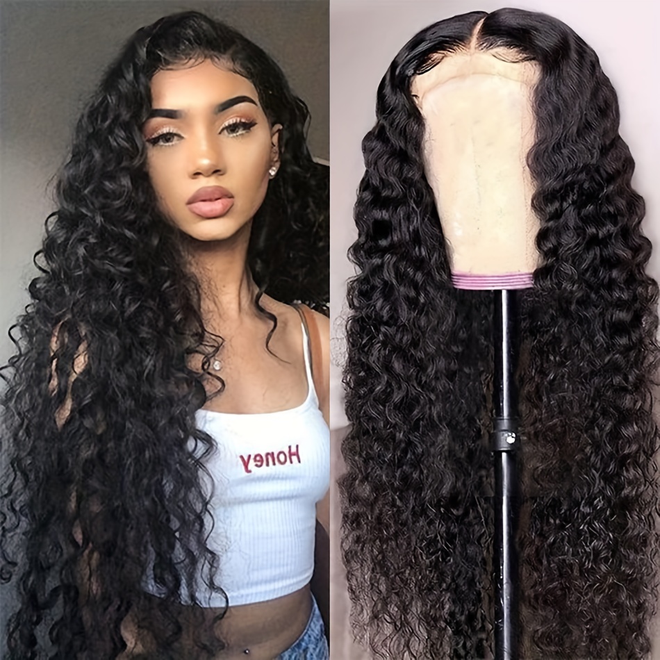 

Water Wave Lace Front Wigs Human Hair T 4x1 Transparent Glueless Water Wave Lace Front Wigs For Women Pre Plucked With Baby Hair 150% Density Wet And Wavy Lace Front Wigs Natural Color (8-28 Inch)