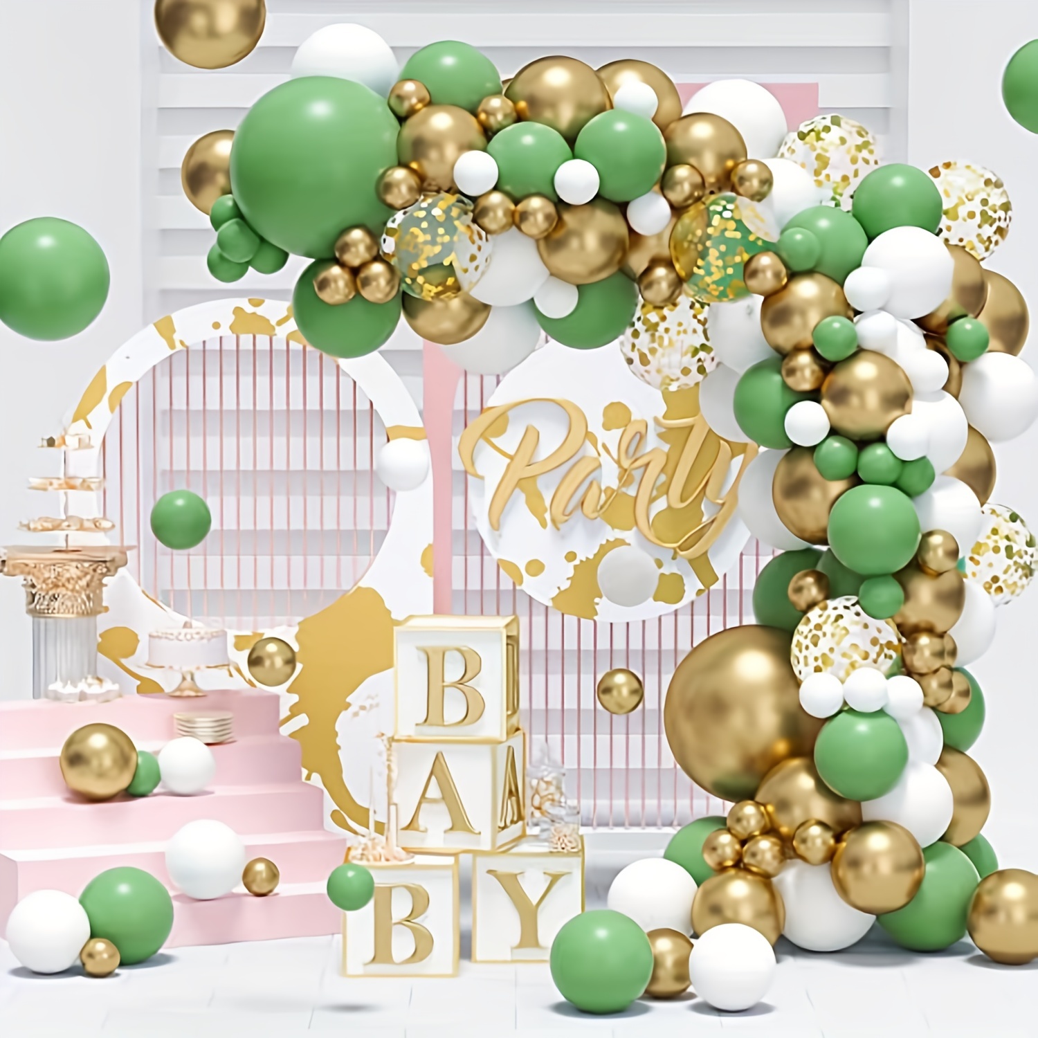 Conjunto de Globos de Oro Verde Verde guirnalda globos Bean Arch