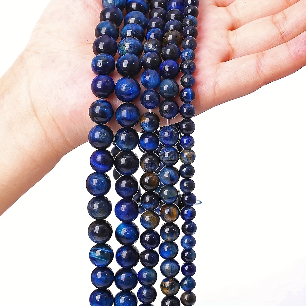 Blue Tiger Eye Natural Stone Beads Round Loose Space Bead - Temu