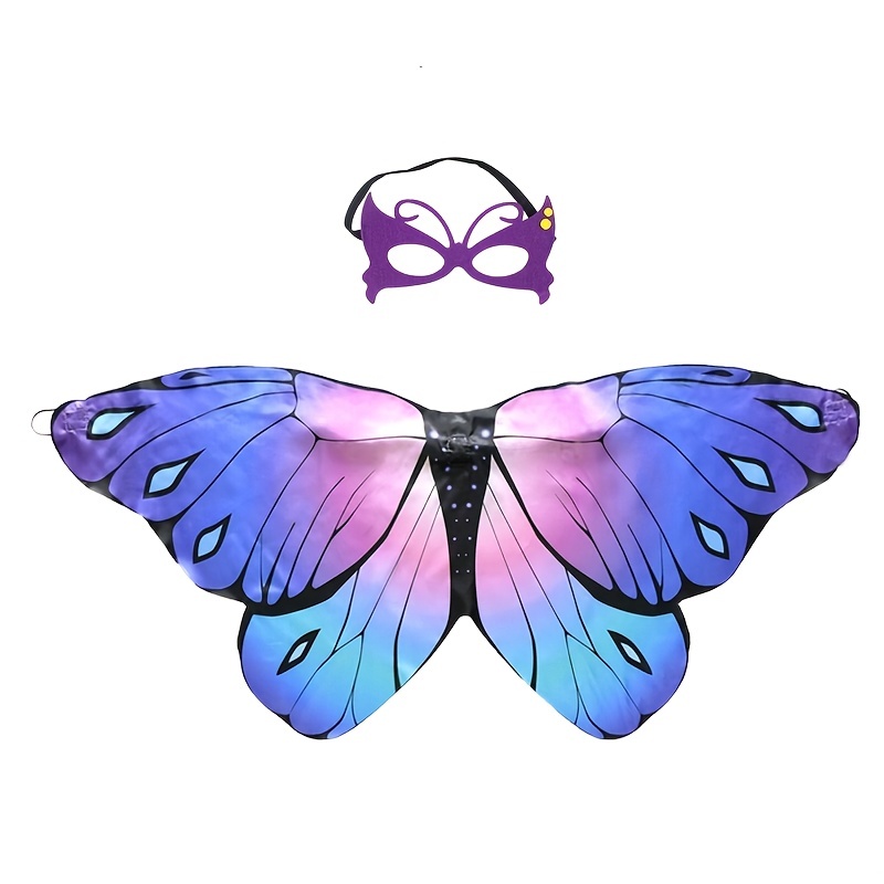 Masque et ailes de papillon, violet, taille unique, paq. 2