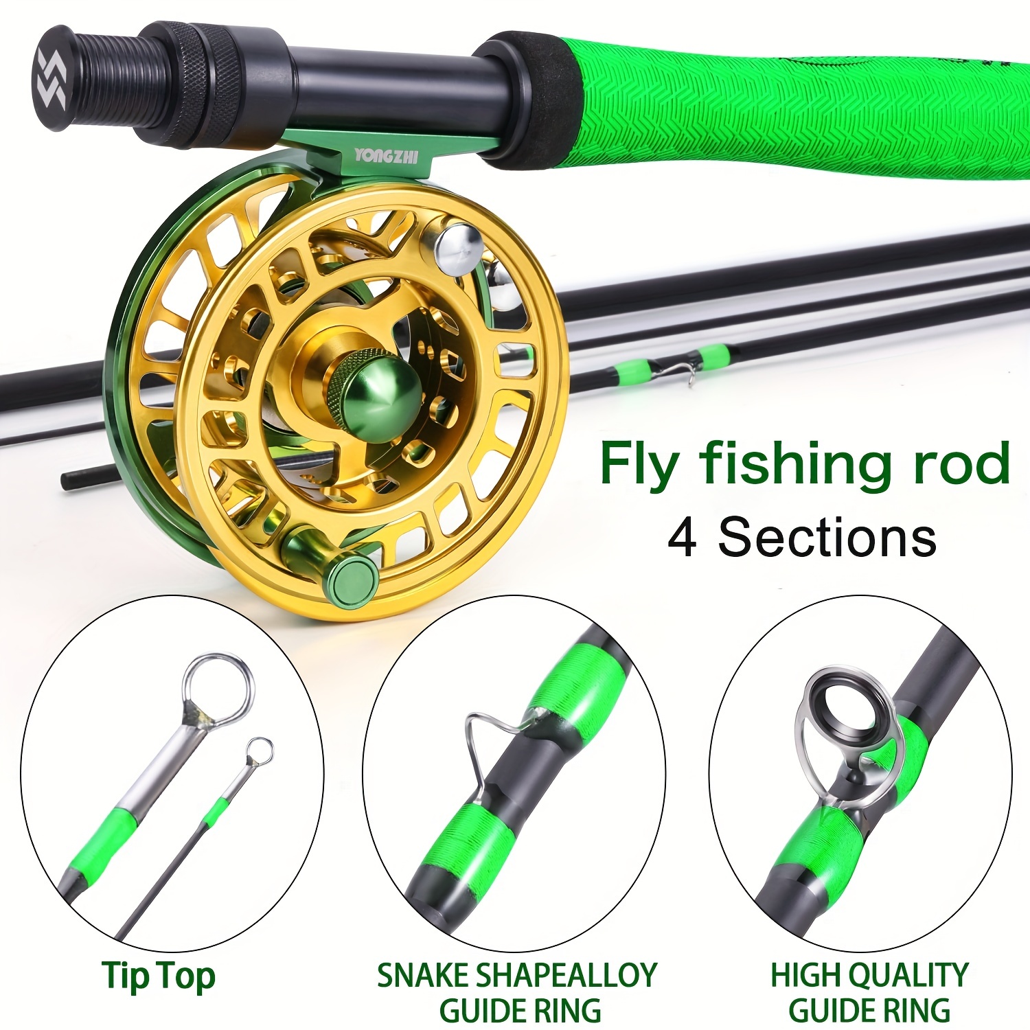YONGZHI Fishing Rod and Reel Combos ,2-Piece Carbon Fiber Protable