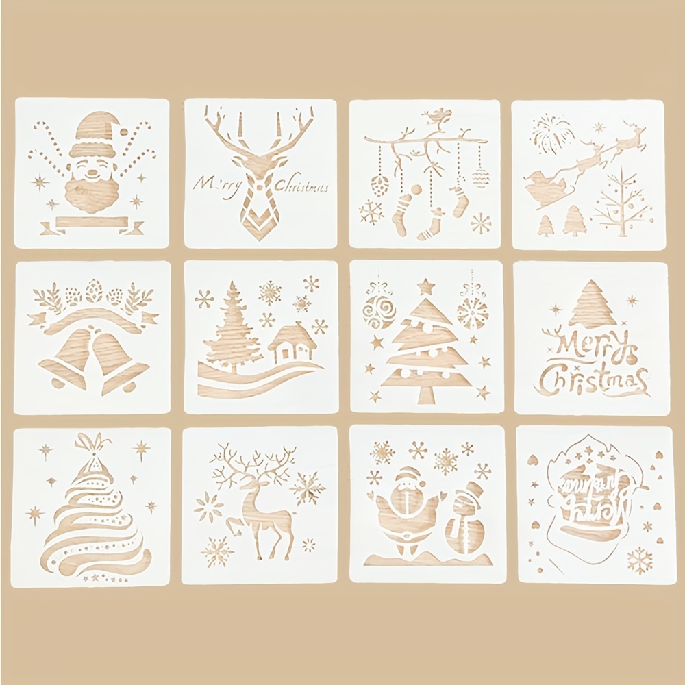 Christmas Template Stencil 16pcs Christmas Craft Stencils Stencils for Painting  Wood Reusable Merry Christmas Stencil Holiday Jo - AliExpress