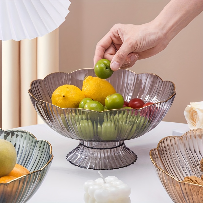 1pc Fruit Bowls, Plastic Fruit Holder, Fruit Dish For Fruits And Veggies,  Fruit Bowl For Kitchen Counter, Home Decor Dessert Fruit Tray With Drainage