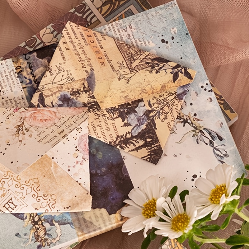 100 Pcs Vintage Scrapbook Material Paper Set - Magic Dark Style DIY 9x13.97 Cm