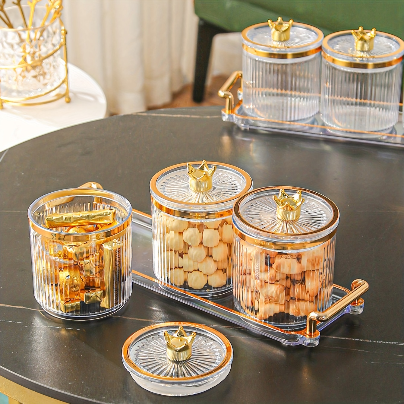 Nordic Light Luxury Candy Servers Set Dried Fruit Candy Jar - Temu