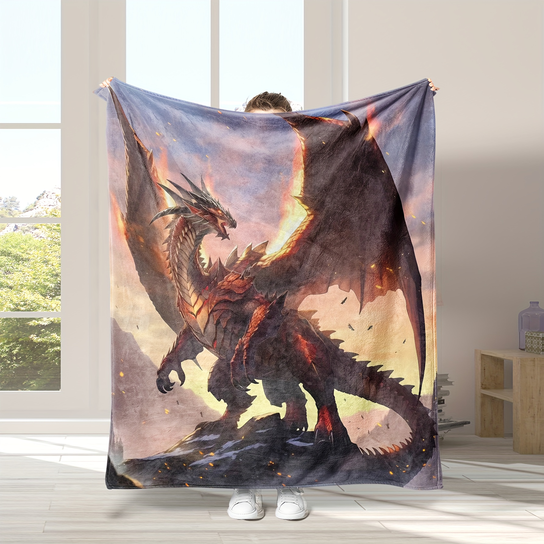 Cozy Dragons Magic Print Blanket Lightweight Flannel Throw - Temu