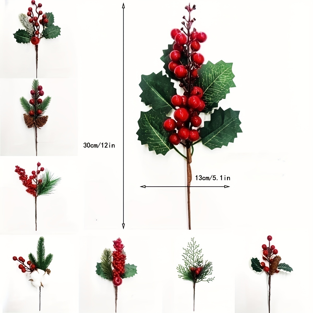 Artificial Christmas Picks Branches Christmas Berries Red - Temu