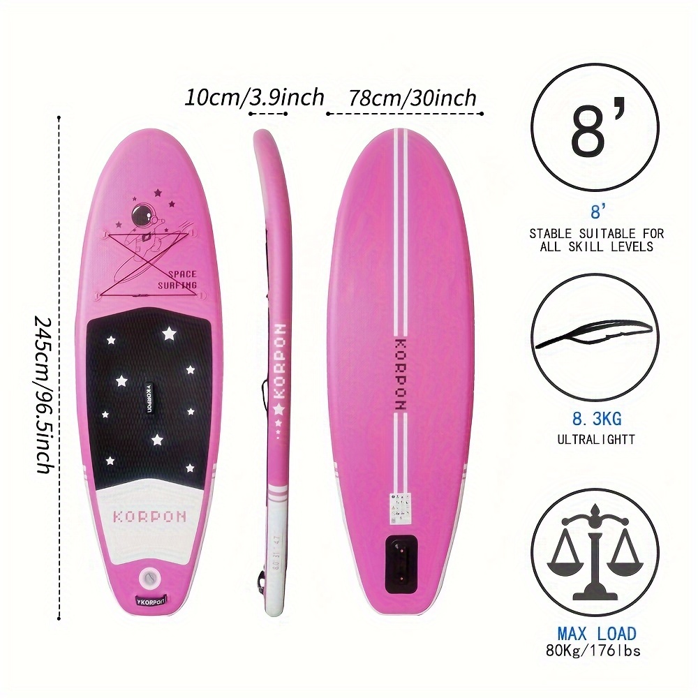 Dropship Inflatable Stand Up Paddle Board – Simple Deluxe Premium SUP For  All Skill Levels, Pink Paddle