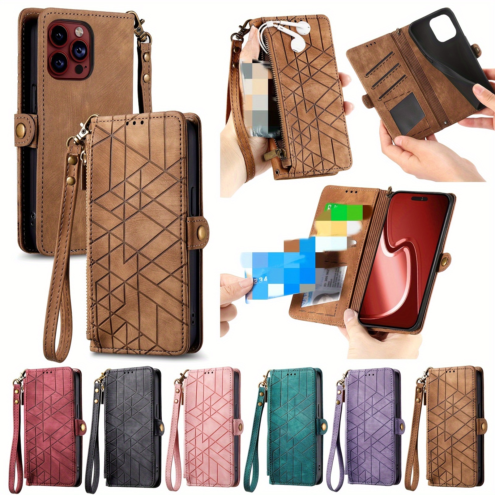 Luxury brand Square PU leather phone Case for iphone 13 12 Pro Max 7 8 plus  11 X XS XR MAX SE shockproof Zipper Wallet Card Bag