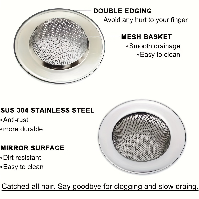 1 pc Filtre pour évier de cuisine en acier inoxydable Filtre pour évier à  large bord de diamètres 4 5 Collecteur d’aliments pour la plupart des éviers