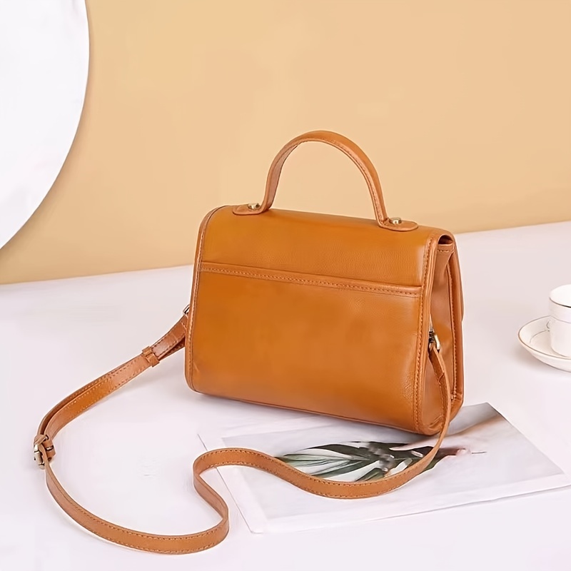 Coffee Genuine Leather Flap Shouler Bags Purse