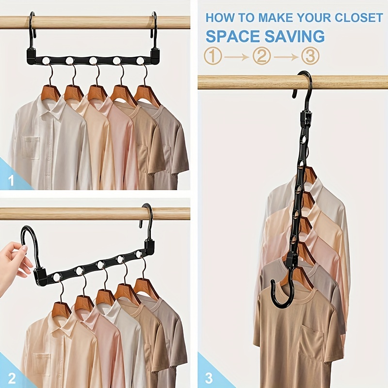 HOUSE DAY Black Magic Space Saving Hangers, Premium Smart Hanger Hooks,  Sturdy Cascading Hangers with 5 Holes for Heavy Clothes, Closet Organizers  and Storage, College Dorm Room Essentials 10 Pack