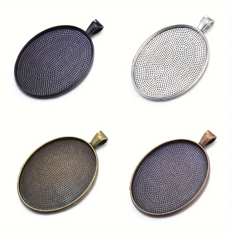 Vintage Alloy Oval Pendant Ancient Bronze Silver Pendant Tray Cabochons  Pendant Open Bezel Settings For Jewelry Bottom Support Accessories - Temu  Philippines