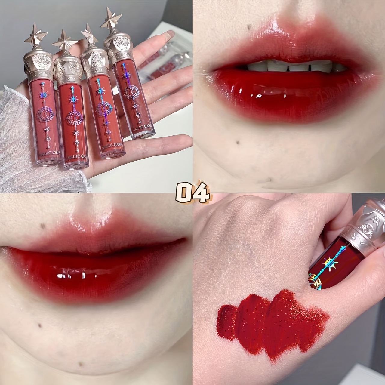 3pcs Little Star Stick Mirror Lip Glaze Hydrating Lip Gloss