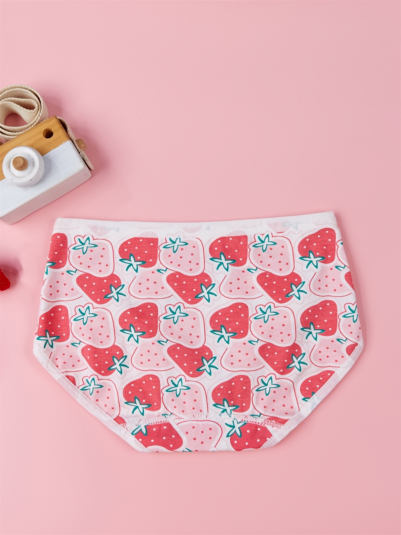 Girls Strawberry Plaid Graphic Shortie Brief Soft - Temu