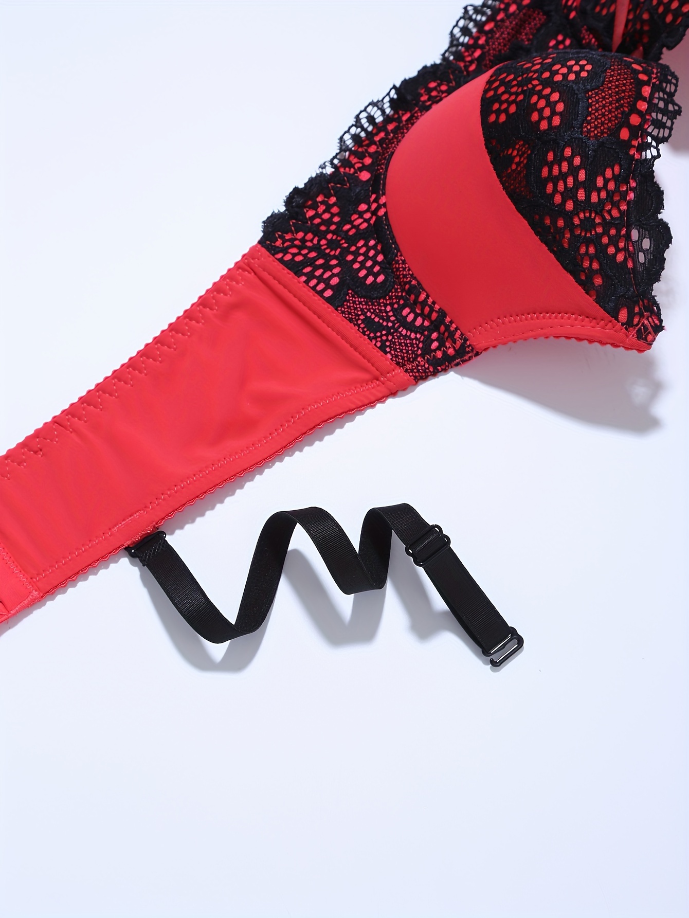 Contrast Lace Push Up Bra, Comfy & Breathable Bow Tie Bra, Women's Lingerie  & Underwear