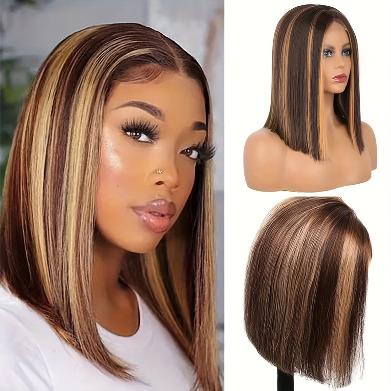 Lace Front Wigs Long Human Hair Pre Plucked Brown Mixed Blonde