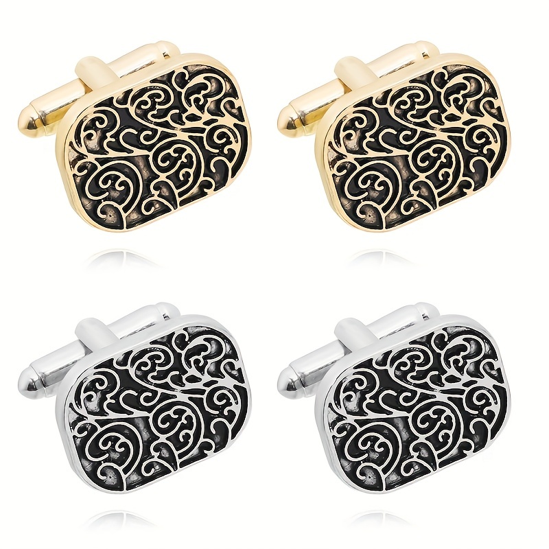 Creative Floral Striped Cufflinks for Men