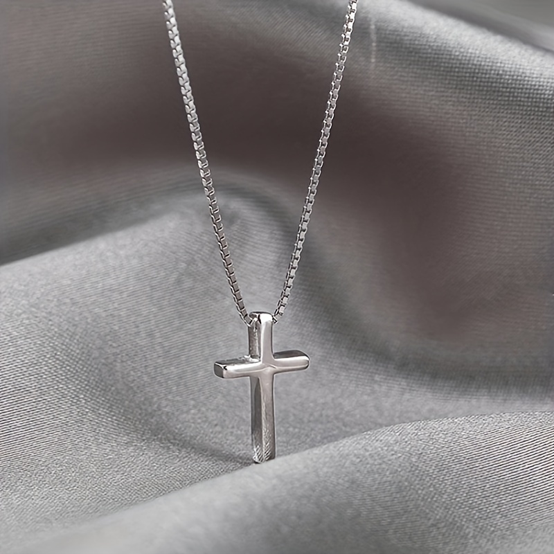 Minimalist Cross Pendant Necklace Charm Sterling Silver - Temu Canada