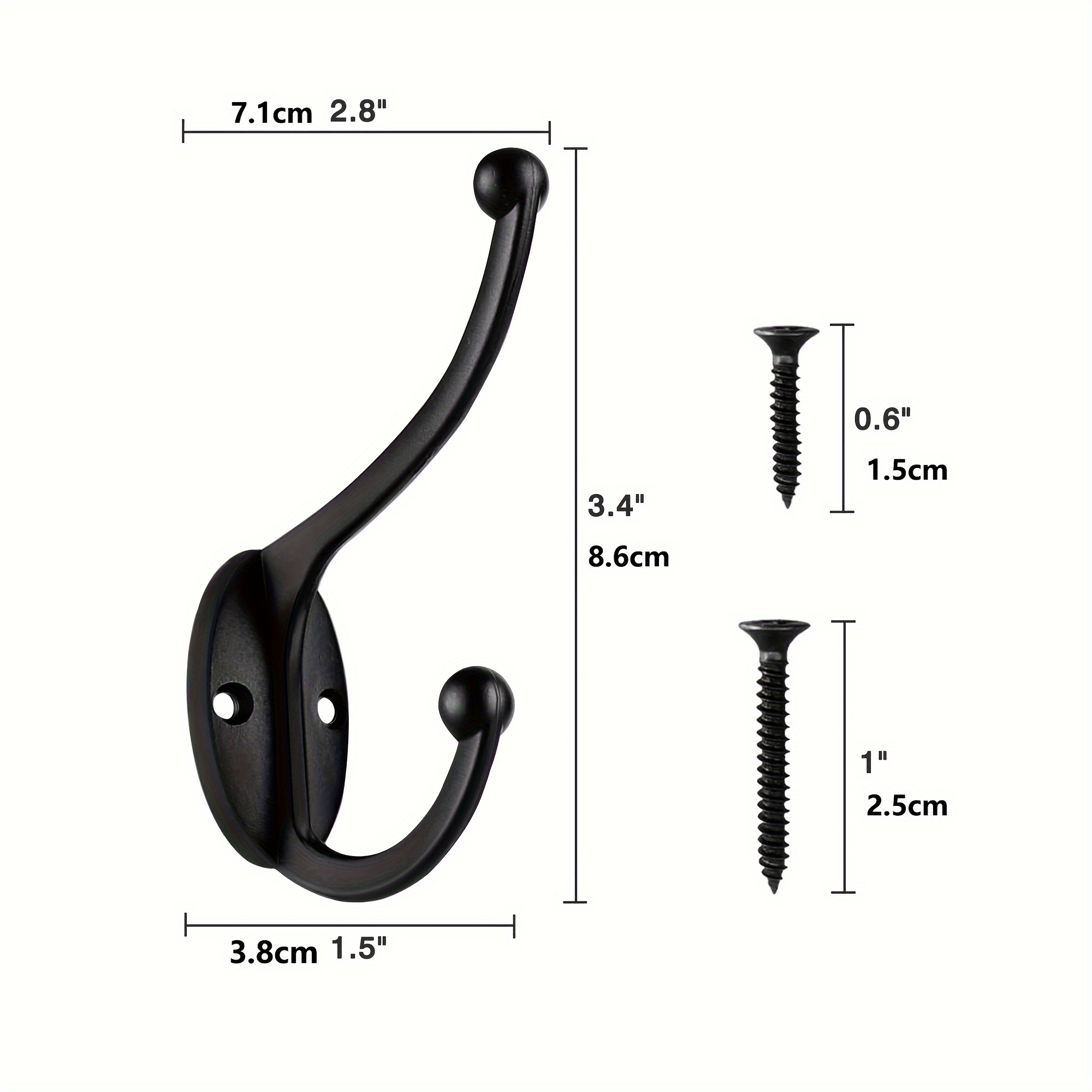 5pcs White Coat Hooks Wall Mounted Coat Hooks Farmhouse Matte Black Wall Hooks with Screws Metal White Towel Hooks for Bathrooms Entryway Hooks for