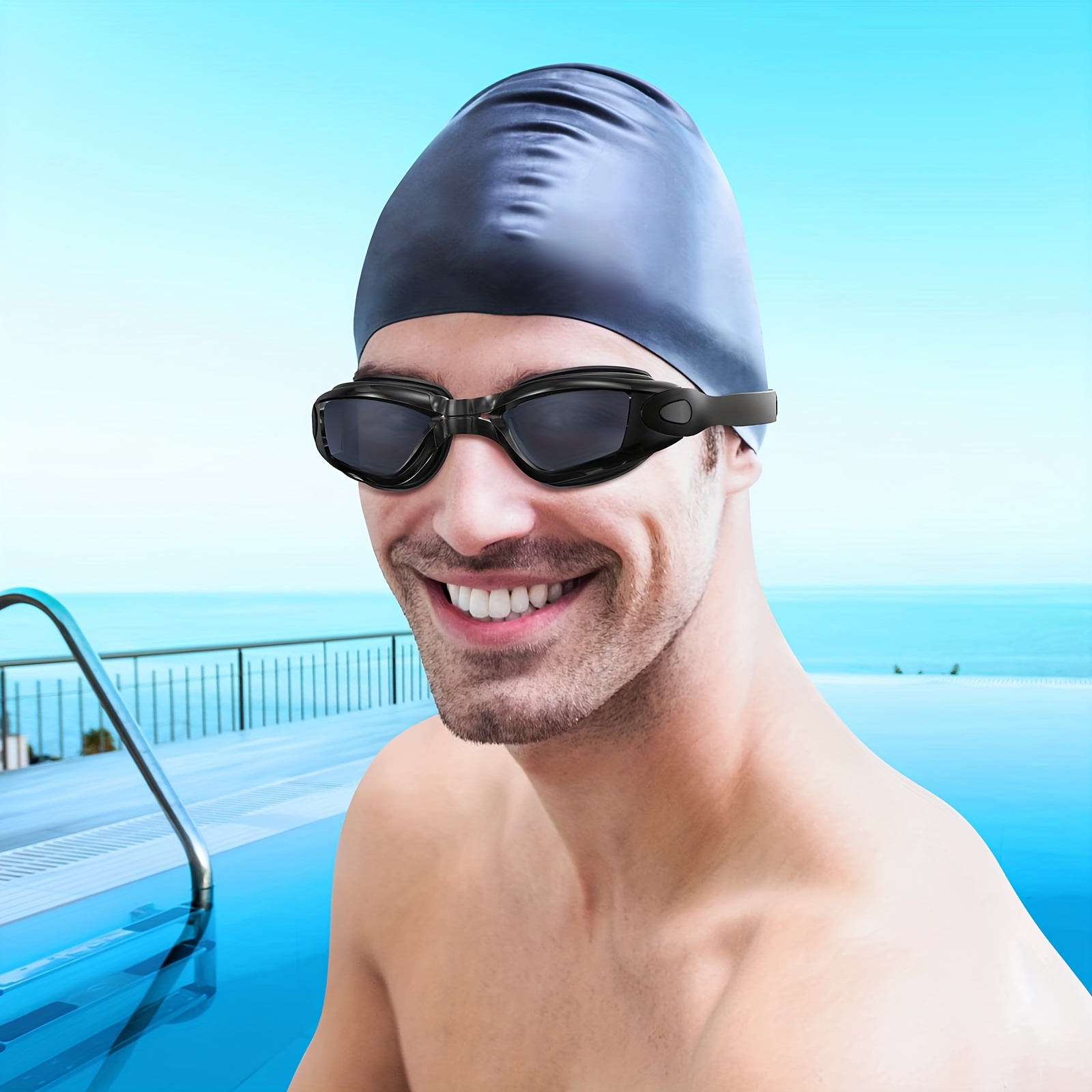 A Pair of Adult Swim Goggles That Are Anti-Fog And Leak-Proof, Suitable for Men, Women, And Teenagers. Comes with Earplugs And a Nose Clip, Featuring an Adjustable Strap, Ideal for Professional Swimming.