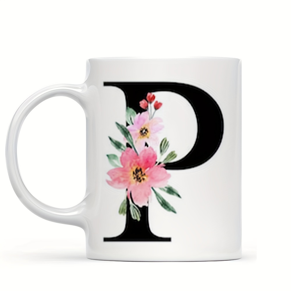 Alphabet Flower Coffee Mug Ceramic Coffee Cups Capital - Temu