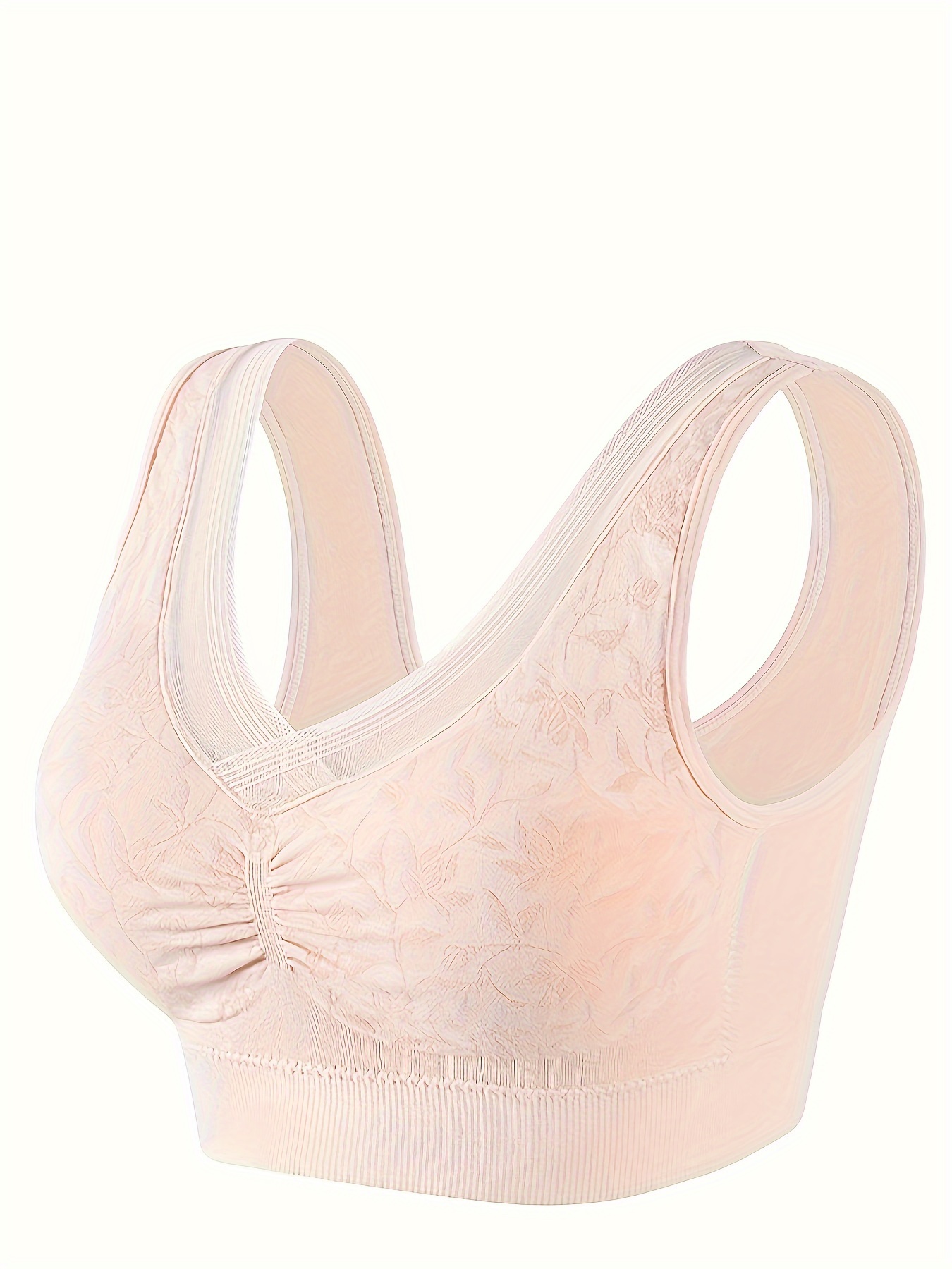 Contrast Lace Wireless Bra Comfy Breathable Full Coverage - Temu