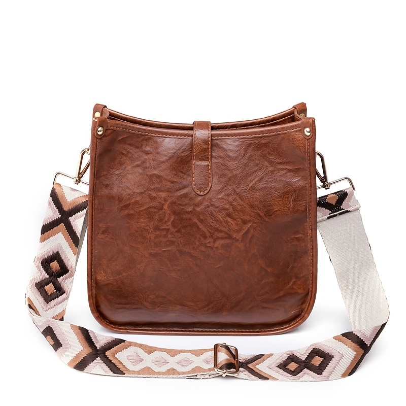 Buckle Faux Leather Crossbody Purse