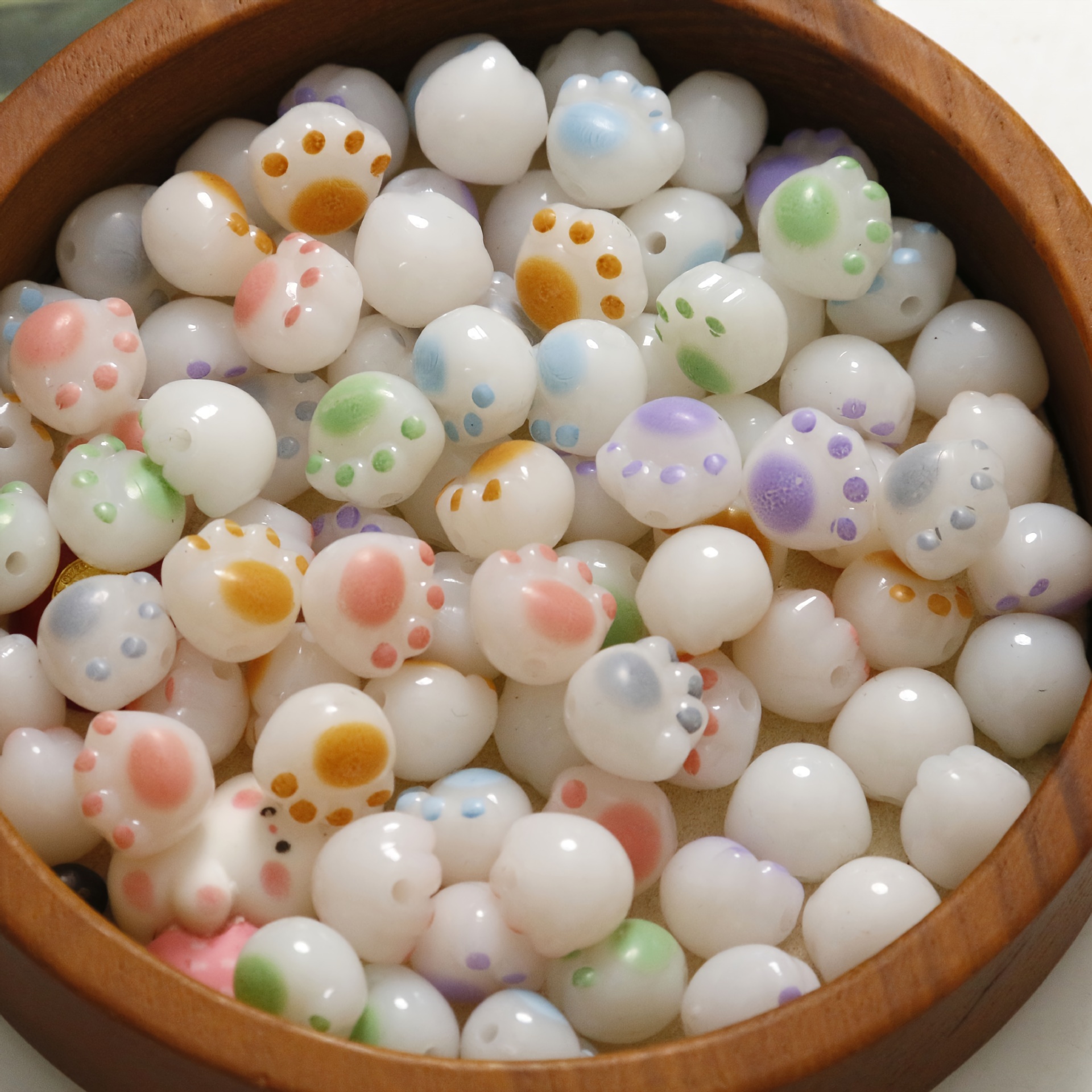 

30pcs Colorful Cartoon Cute Cat Paw Shaped Acrylic Beads For Jewelry Making Diy Creative Bracelet Necklace Earrings Phone Chain Handmade Craft Supplies