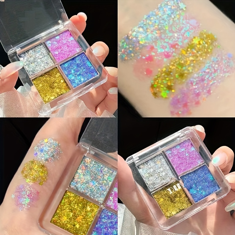 4-Color Glitter Eyeshadow Palette for Parties & Events