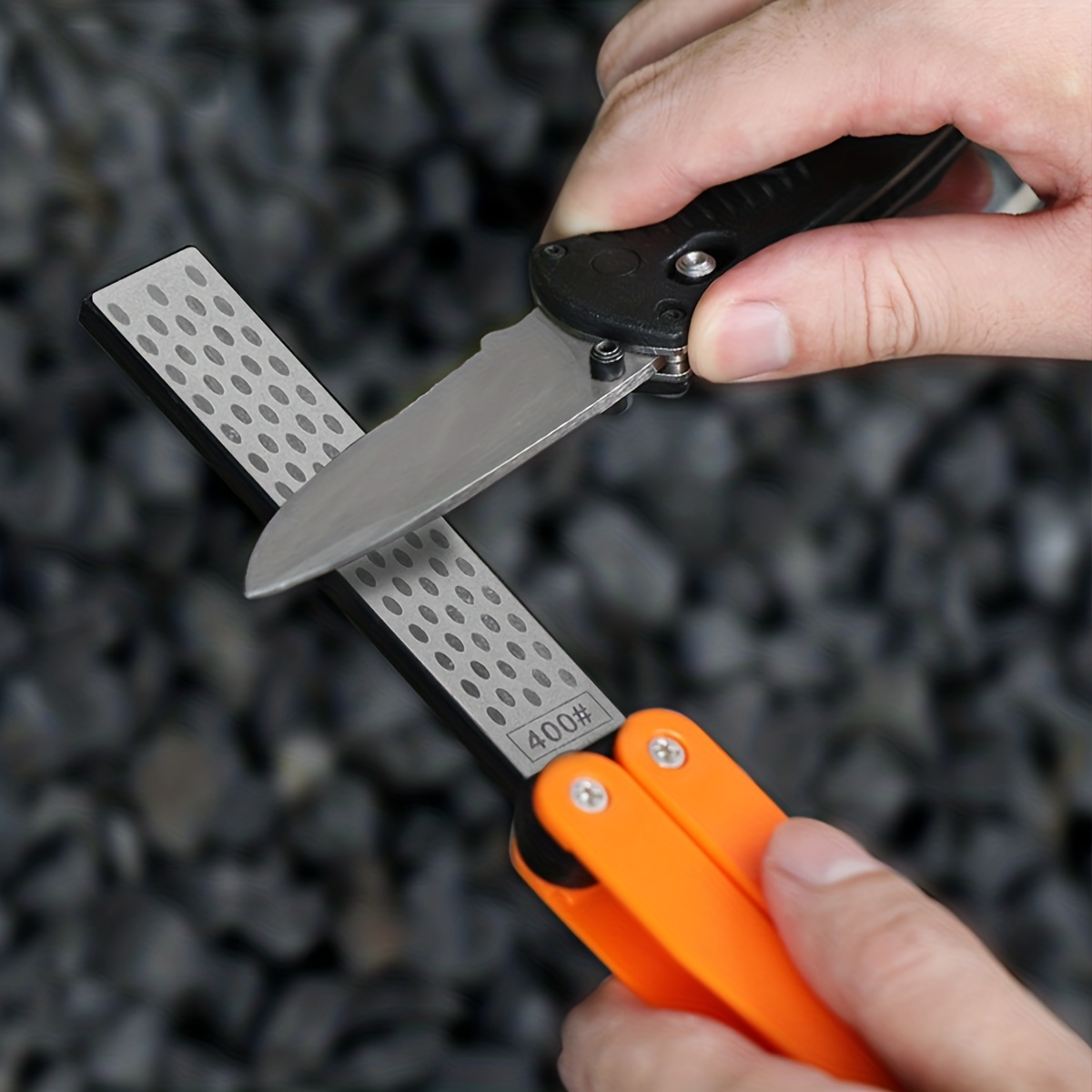 1pc Portable Knife Sharpener - Double Sided Foldable Pocket Sharpening Tool  For Outdoor Use
