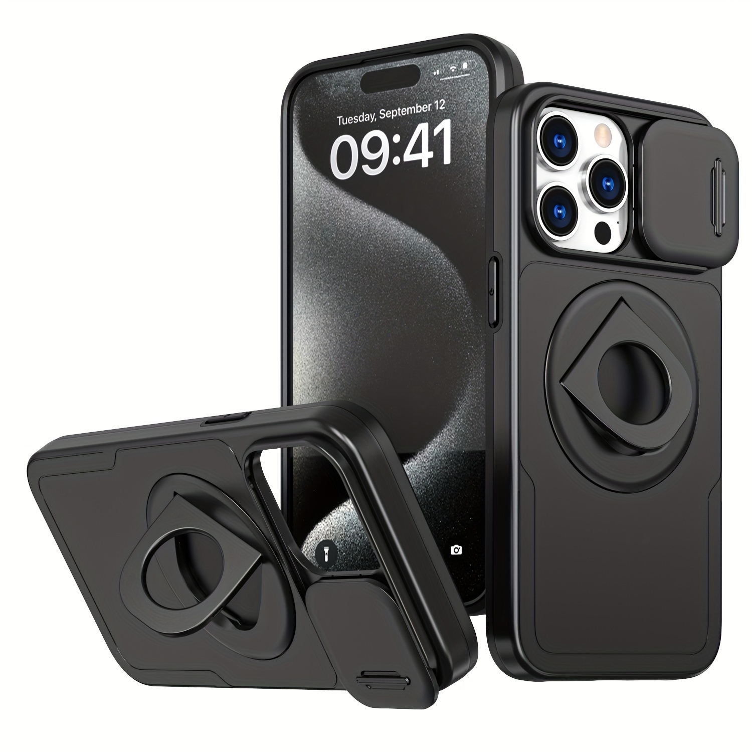 extraordinary for iphone 15 15 pro 15 plus 15 pro max phone case 360 rotation magnetic suction finger ring phone protective case with car mount function wireless charging push window lens protective phone cover details 1