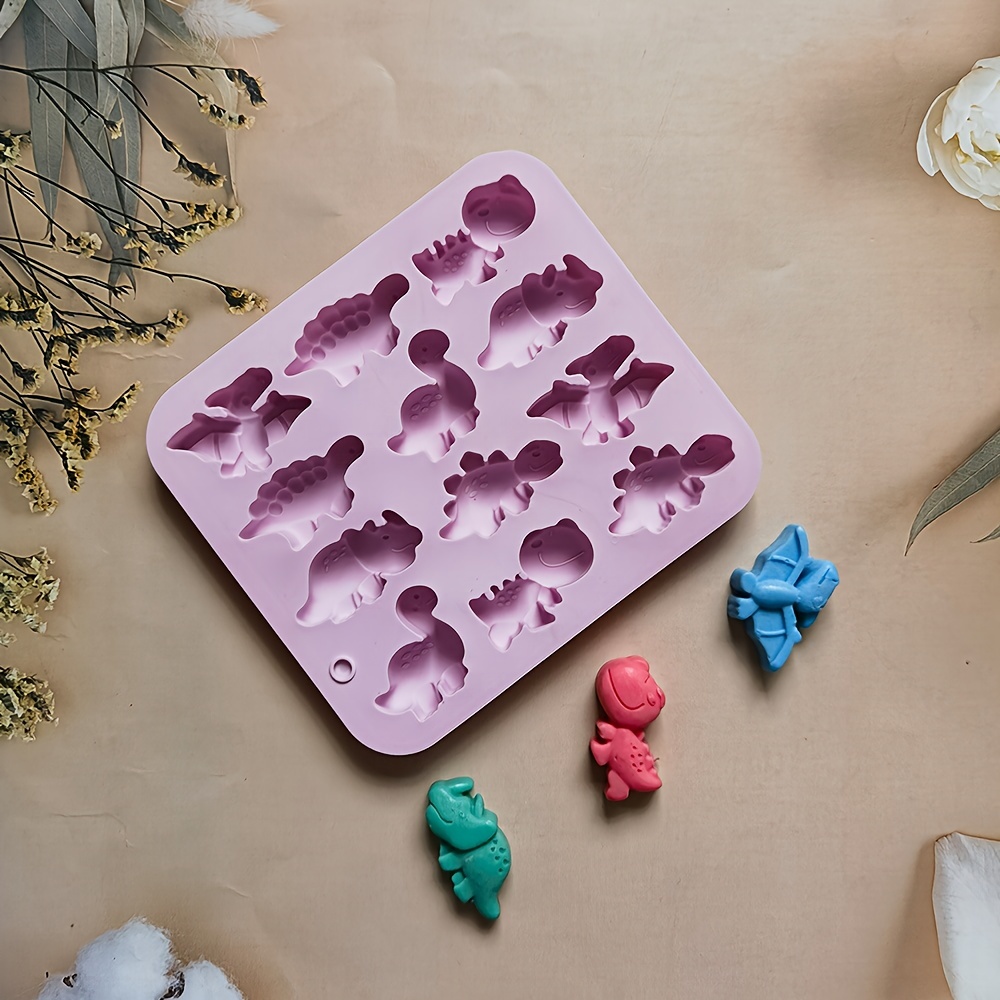 LORITARIA 5 Pieces Dinosaur Chocolate Silicone Mold, 12-Cavity Trays Molds for Candy Chocolate Gummy, Jelly, Ice Cube, Crayon, Cake Decoration, Kids’ Birthday