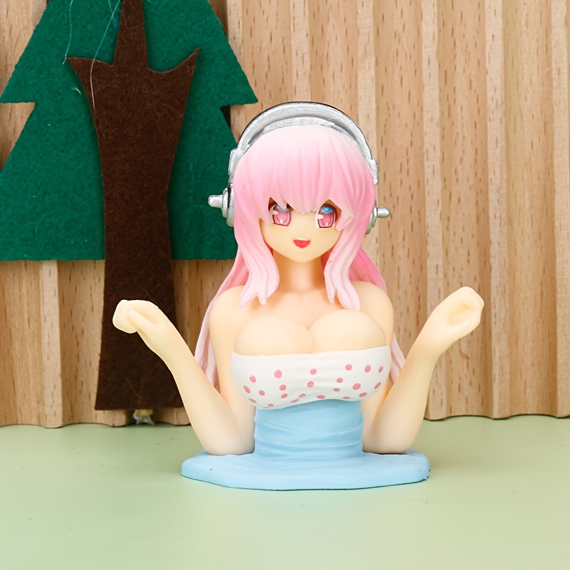 Mignon Anime Personnage Poitrine Vibration Modèle Poupée Kawaii Intérieur  De Voiture Tableau De Bord Décoration Anime
