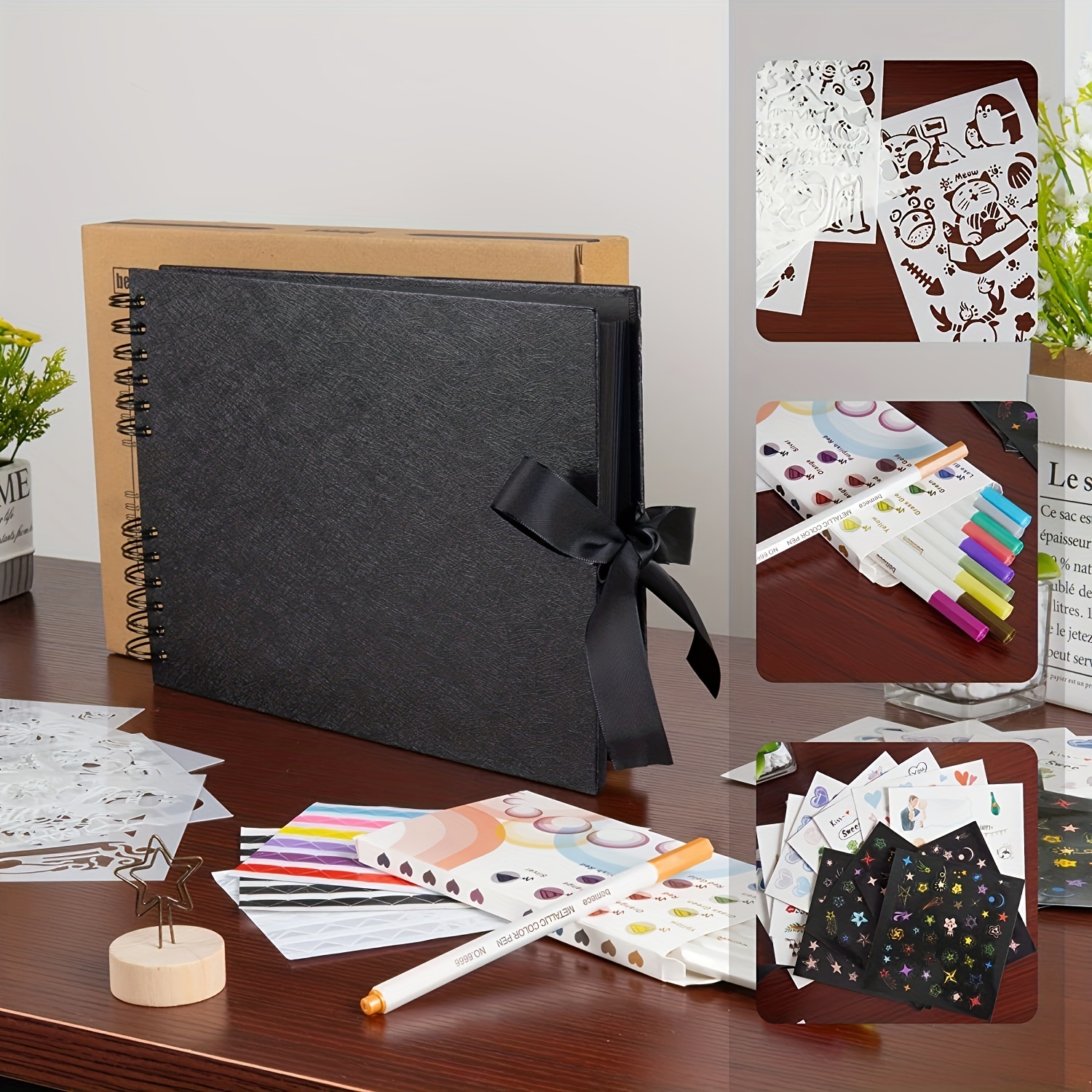 Boic Album Photo Scrapbooking 80 Pages Noir, DIY Traditionnel Scrapbook  Livre Souvenirs Albums, Avec 12 Stylos Métalliques, Cadeaux pour Bebe  Enfant Mariage Voyage Anniversaire (Noir) : : Cuisine et Maison