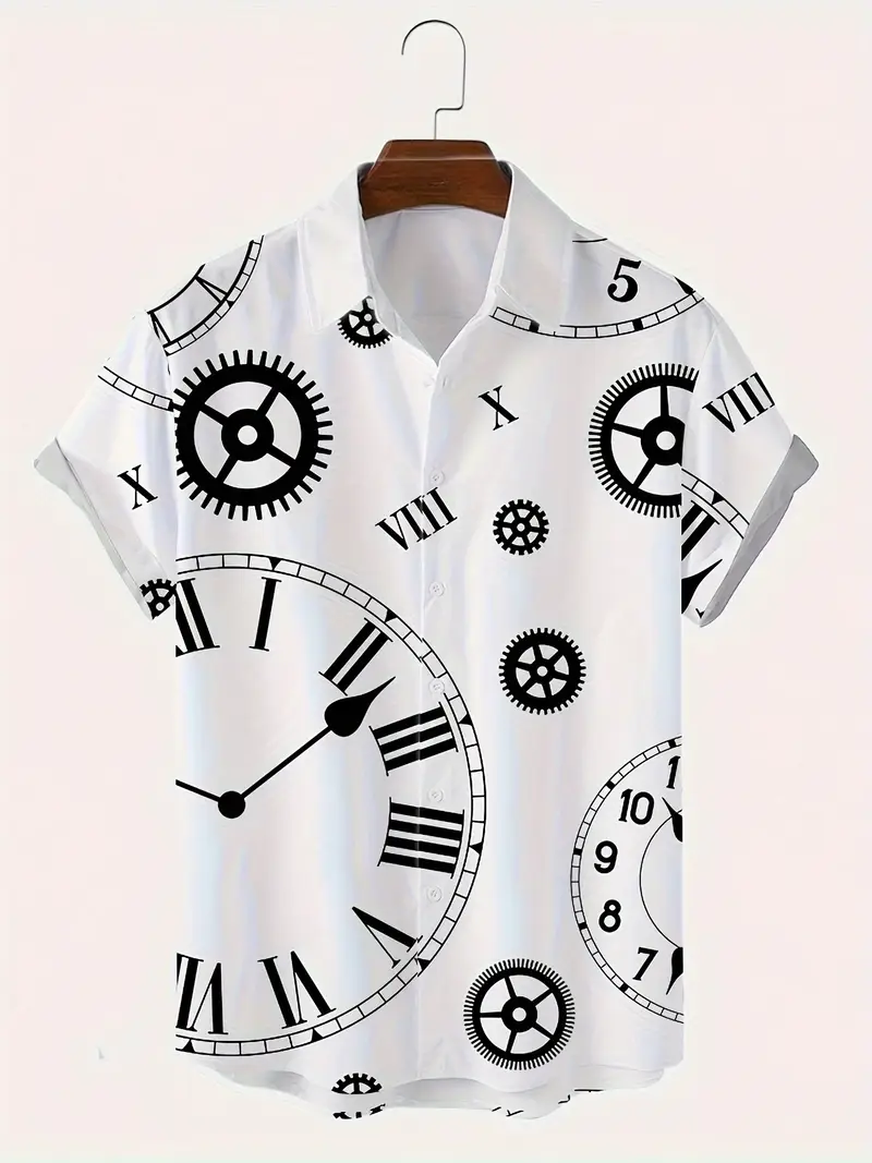 random print mens all short sleeve lapel shirt top details 0