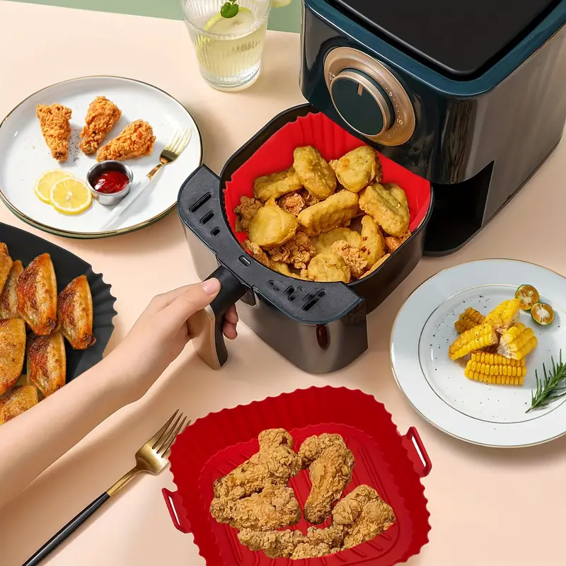 Square Silicone Air Fryer Liners For 4-7qt, Silicone Air Fryer