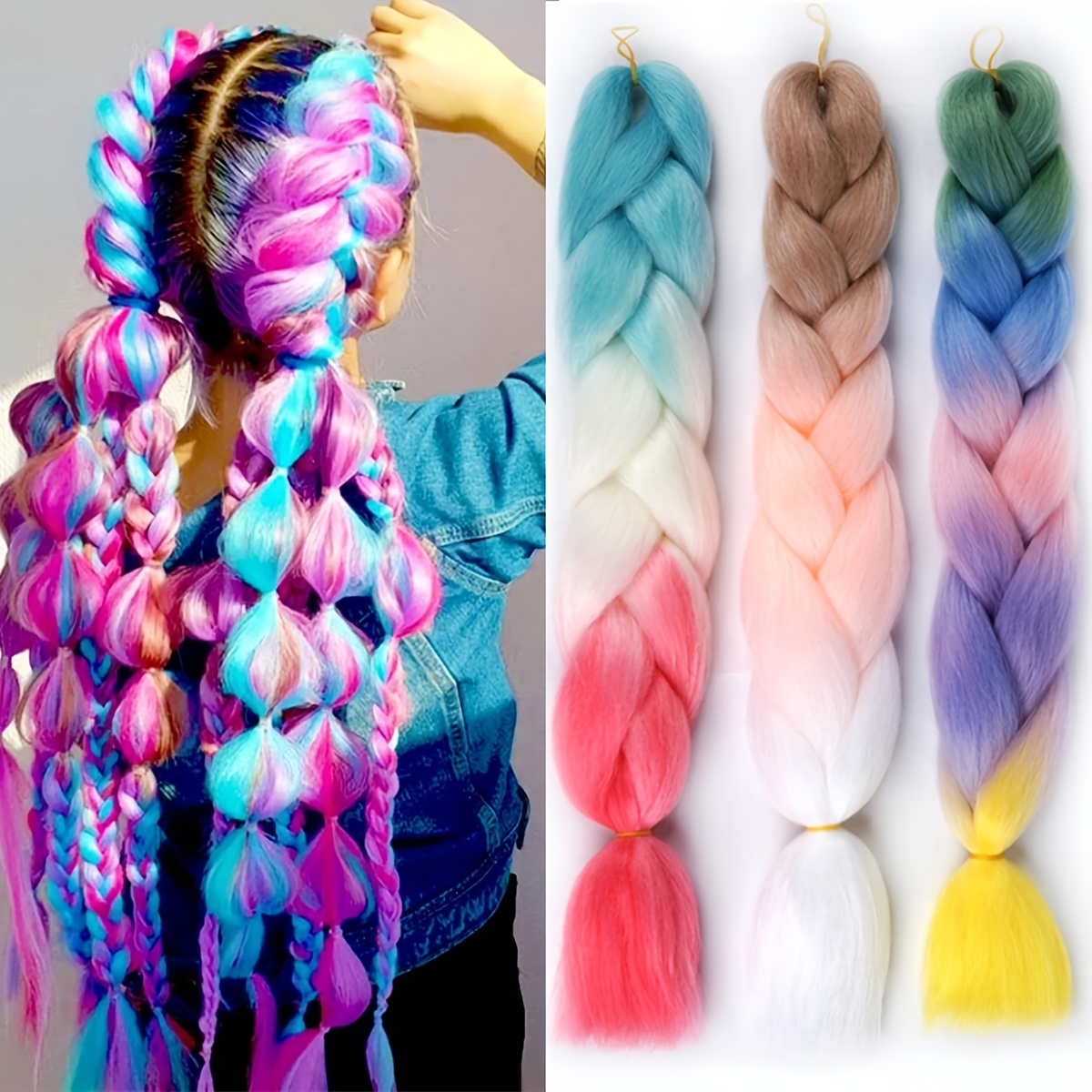 Ombre Color Synthetic Hair Braids Pre Stretched Jumbo - Temu Italy