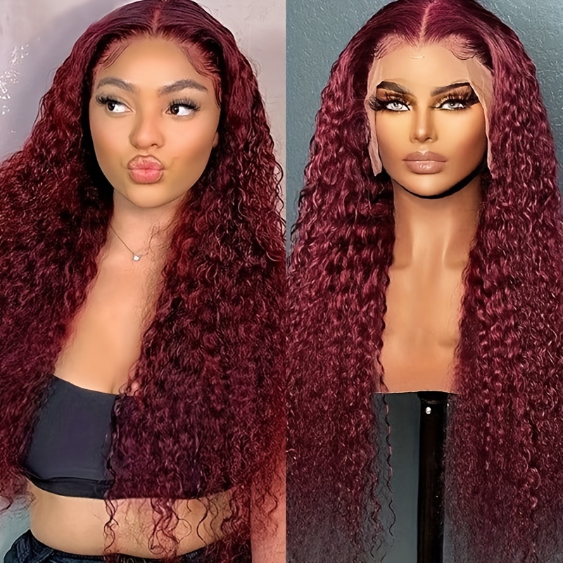 200% Density Curly Lace Front Human Hair Wigs Women Pre - Temu