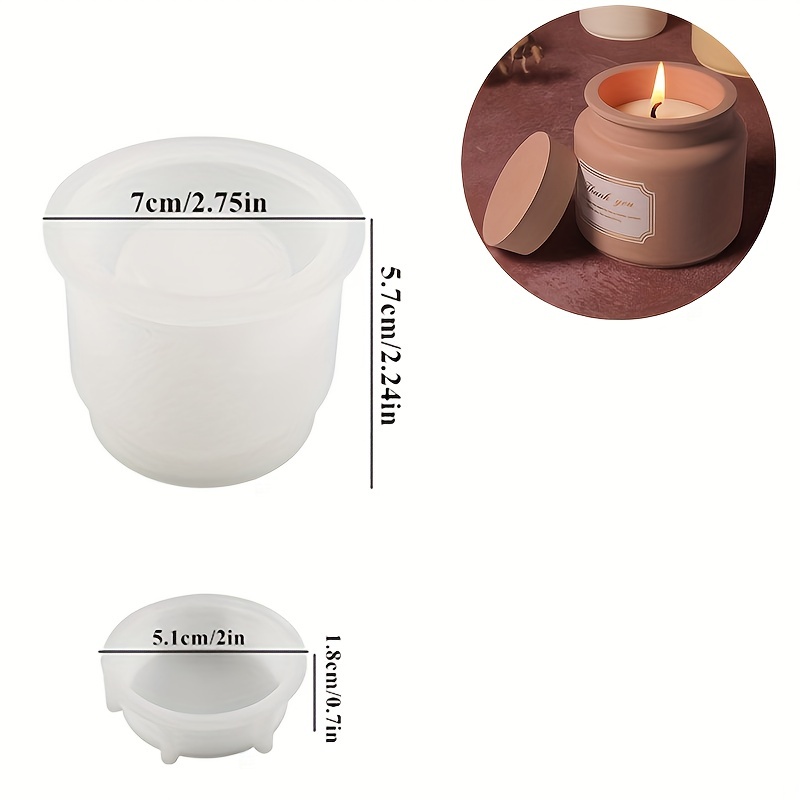 Candle Jar Molds, Silicone Concrete Molds For Candle Holder With Lids, Candle Cup Cement Molds For Candle Making Supplies