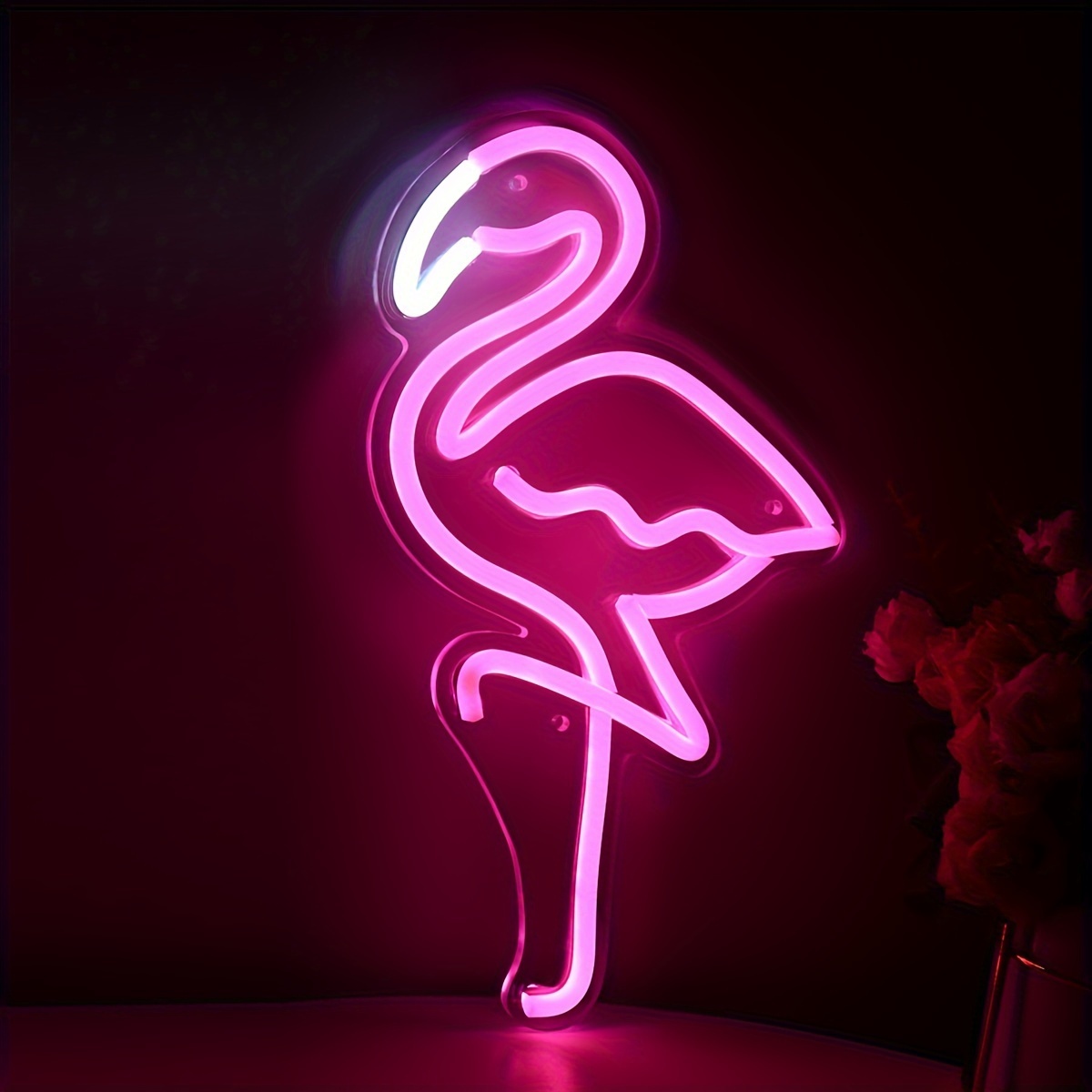 White Flamingo Led Art Wall Neon Sign Night Light Room - Temu