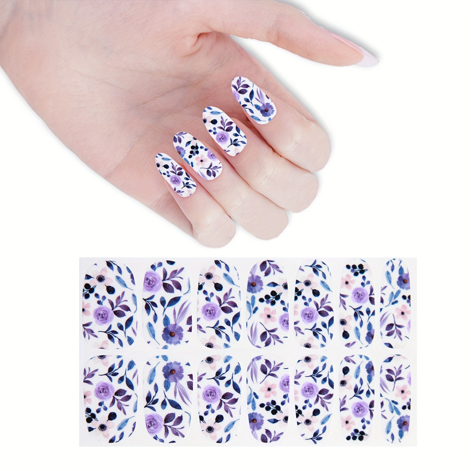 Colorful Flower Nail Decal Strips Self Adhesive Manicure Kit