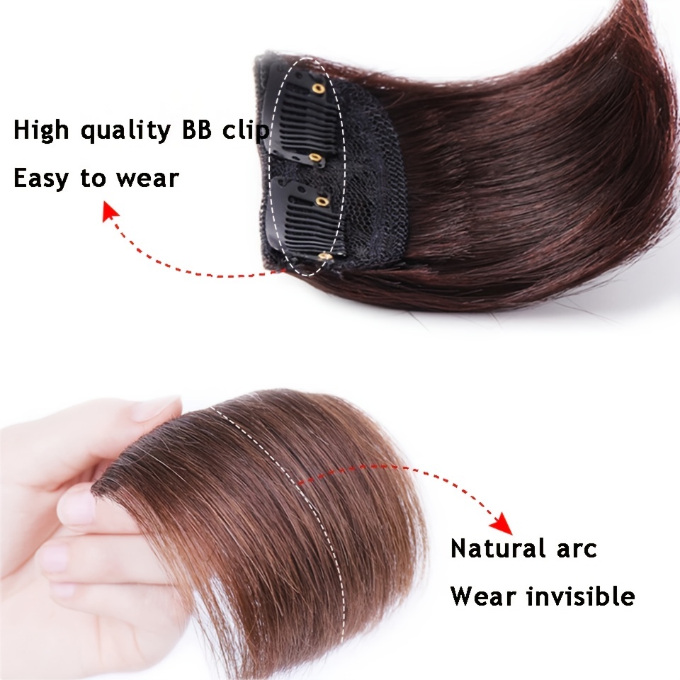 Temu Clip in Synthetic Hairpiece Short Straight Invisible Seamless Hair Extension to Add Hair Height and Volume Natural Looking Hair Topper, Wig Topper